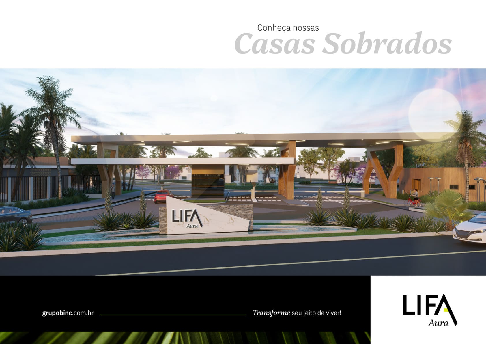 LIFA Aura — linha casas sobrados — página 1 do catálogo (ilustrativo, Grupo Binc)